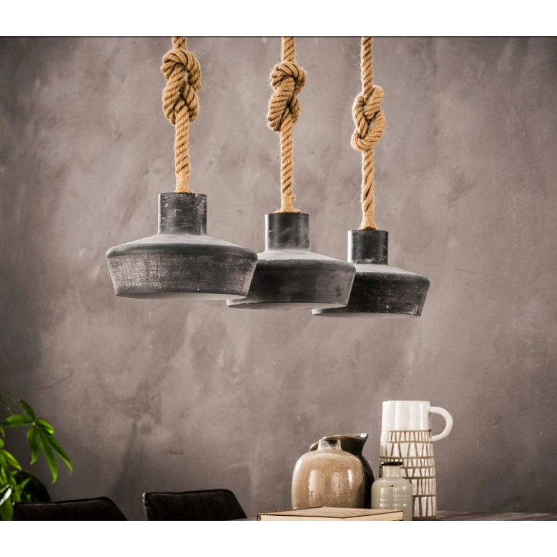 ZI Hanging lamp 3xØ28 concrete look adjustable rope